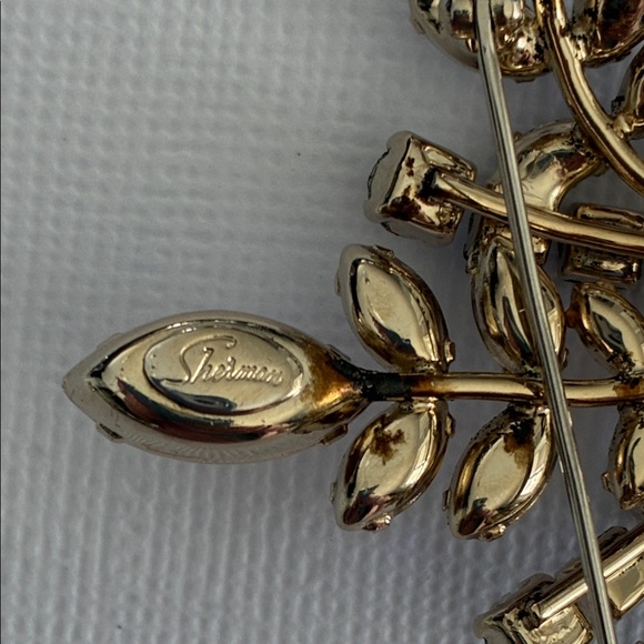 Signed SHERMAN Brooch & Earrings Set in Original Case; Aurora Borealis; Vintage - Picture 9 of 16